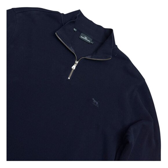 RODD & GUNN Luxury Designer Knit Quarter Zip Blue Business Casual Sweater Large - Picture 3 of 6